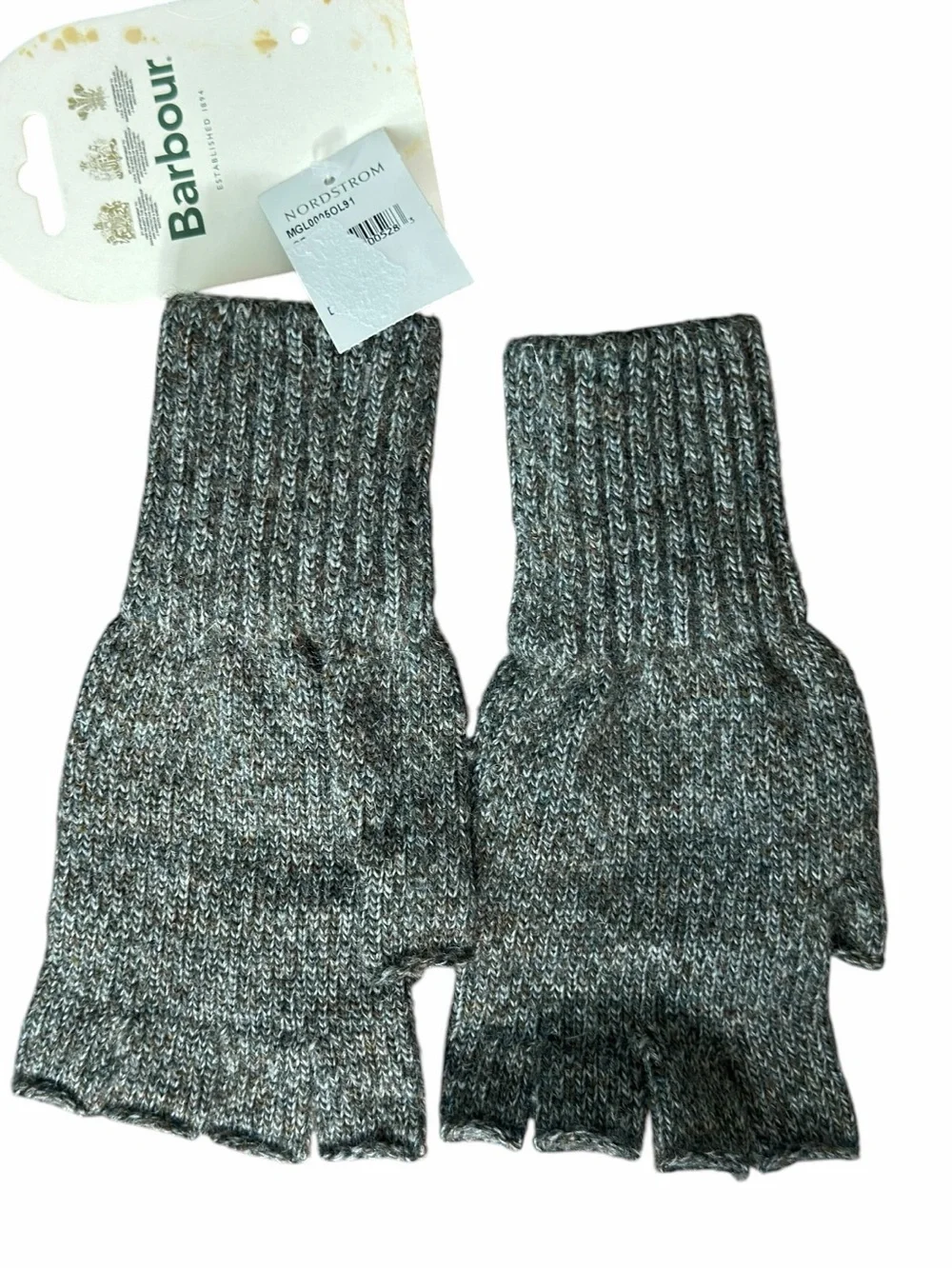 NEW BARBOUR Fingerless Lambswool Gloves Size Large